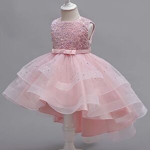 Pink Sparkle Tulle High-Low Flower Girl Dress